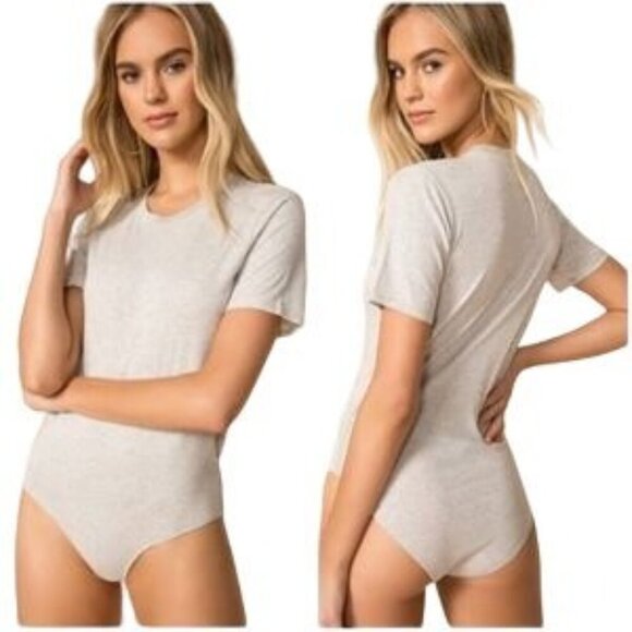 Free People In My Tee Heather Grey Bodysuit - Picture 1 of 8